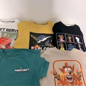 Old Navy Bundle of (5) T-Shirts Boys Small (6-7) Graphic Minecraft Proud Family